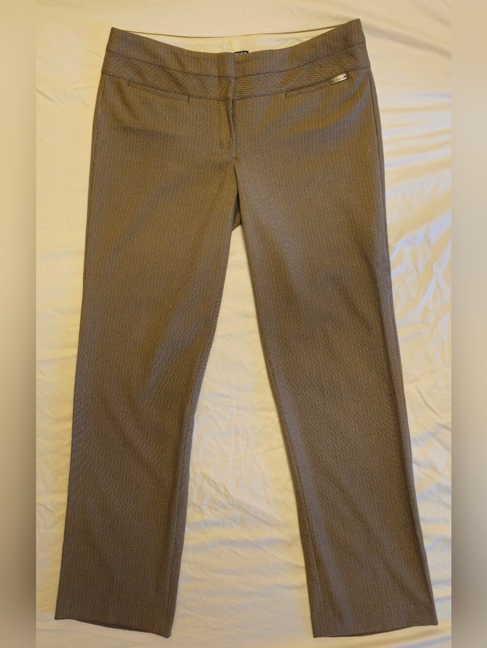 Classic Women's Brown Dress Pants with Pinstripes, Express Editor, Size 10R